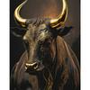 Retro Golden Style Bull Trader Stock Market Bull Art Poster Canvas Painting Wall Print Picture for Living Room Office Home Decor