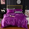 Set di biancheria da letto di lusso Set copriletto in tinta unita 3 pezzi Set copripiumino in seta Lenzuola di seta estive