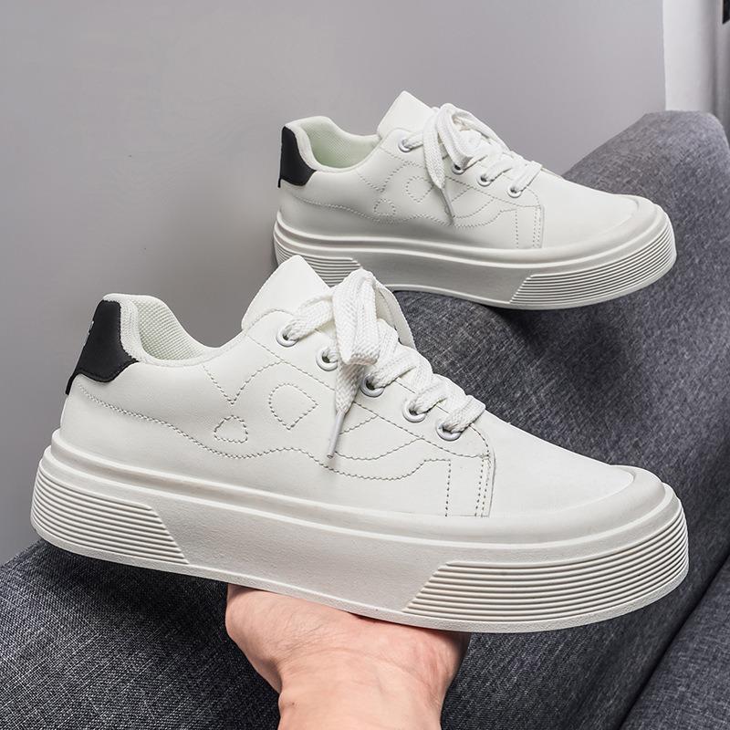 Men Thick Sole Color Block Lace Up Casual Skateboard Sneakers Walking Shoes