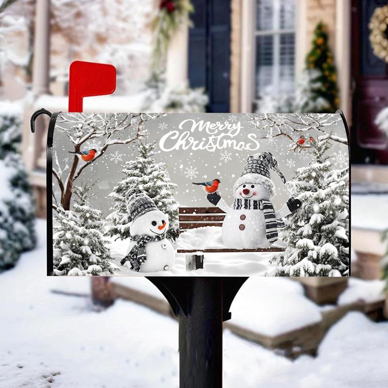 Christmas Mailbox Cover Winter Wonderland Snowman Mailbox Wrap Christmas Decorations for Home 2026 Navidad Gifts New Year 2026