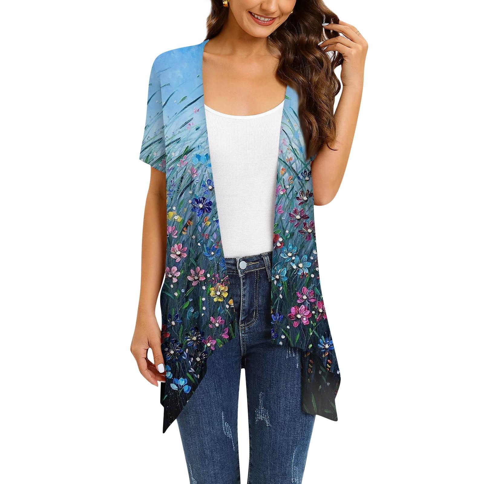 

Женское пальто с карманом и кардиганом с короткими рукавами и нерегулярным принтом XXXL