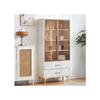 Display Cabinet - MUVOE - 2 Doors - Tea-colored Glass - Golden Legs - 70x35x150 Cm