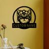 Metal Cat Flower Custom House Number Sign Personalized Garden Wall Decor Farmhouse Name Plate
