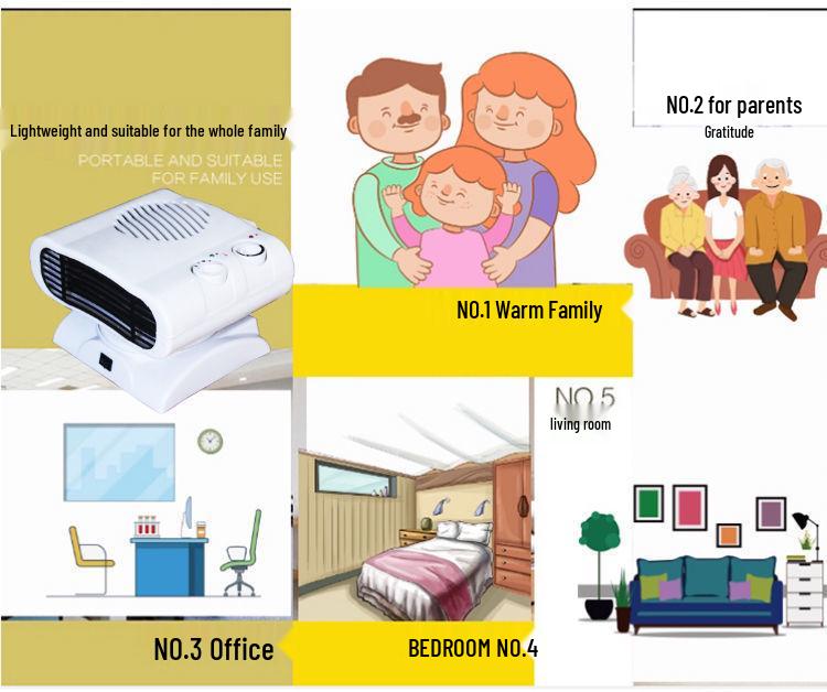Dual-Use Electric Fan Heater: Compact, Energy-Efficient, Quick-Heating for Bedroom