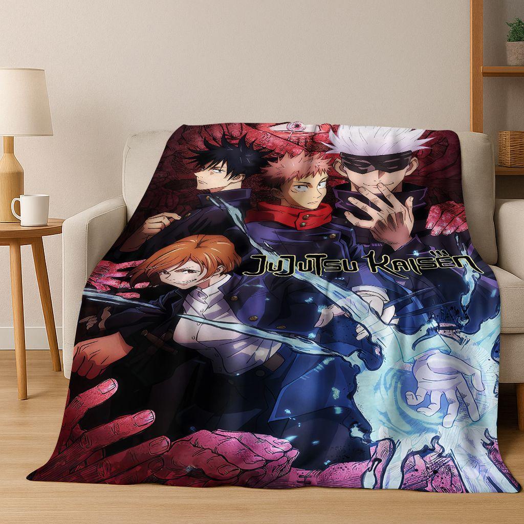 Anime Jujutsu Kaisen Yuji Satoru Cartoon Flanelldecke, Gemütliche Weiche Überwurfdecke für Zuhause Schlafzimmer Bett Sofa Picknick Abdeckung Geschenk Kind