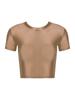 Womens Solid Color Short Sleeve Crop Top Sportswear Swimwear Top