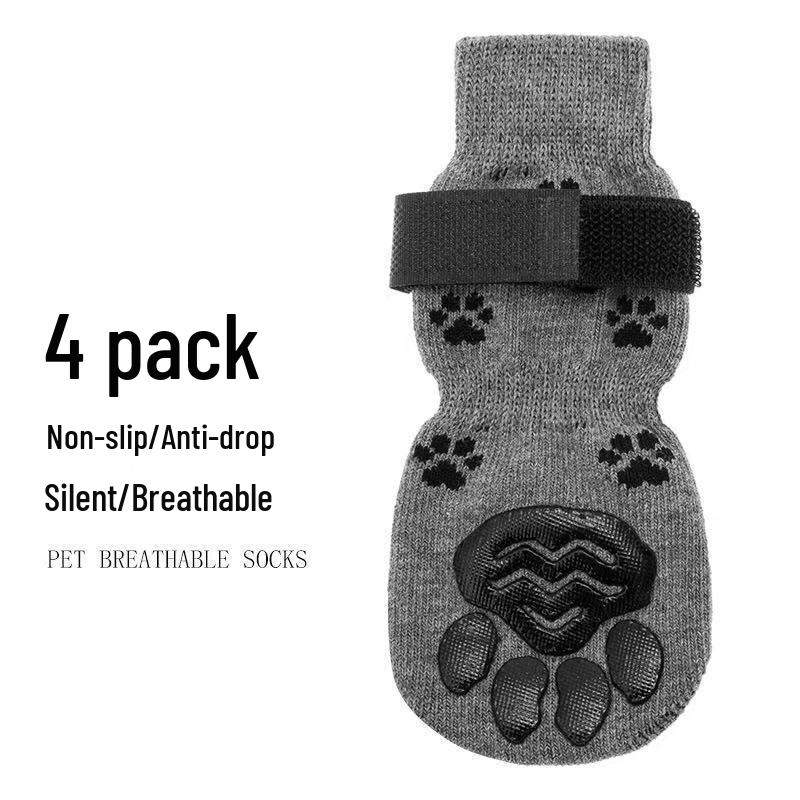Breathable Non-Slip Cotton Socks for Large & Medium Dogs, 4-Pack
