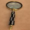 Brass Magnifying Glass with Black White Inlay Handle Nautical Desk Decor