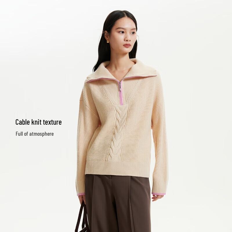 

VERO MODA Women s Color-Block Cable Knit High-Neck Sweater S