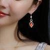 1 Pair Hanging Earrings Geometric Shiny Faux Crystal Rhombus Shape Drop Earrings Wedding Jewelry