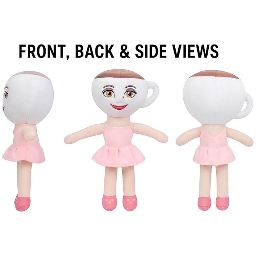 Coffee Cup Ballerina Plush Toy - Kawaii Collectible Stuffed Animal with Hand-Embroidered Face Pink Tutu Dress