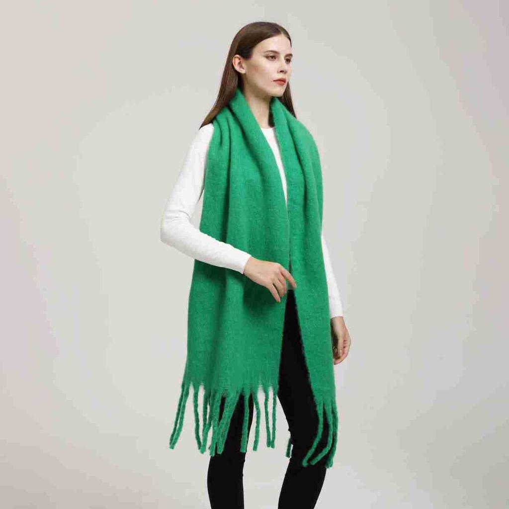 Mohair Women Men Scarf Winter New Girls Female Solid Color Warm Long Scarves Soft Coarse Braid Tassel Shawl Simple Wrap Shawls