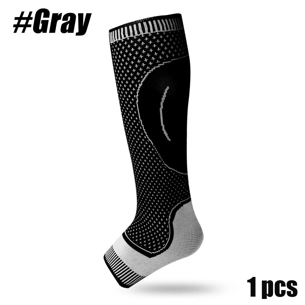 

1 шт., компрессионные чулки с открытым носком, компрессионные носки для мужчин и женщин, для бега, варикозного расширения вен, облегчения боли в голени, отеков XL серый