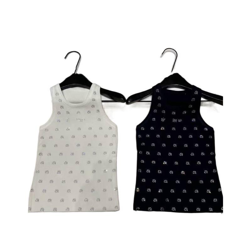 European Style 2026 Summer Rhinestone Letter Knit Vest Women’s Top