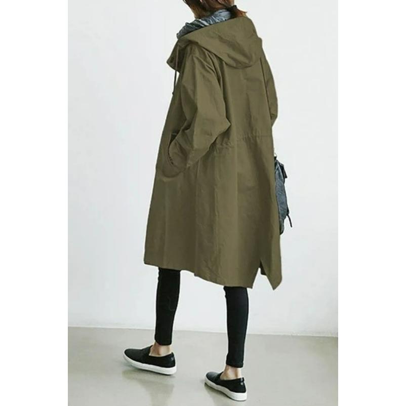 Autumn Casual Women's Mid-length Over-the-knee Windbreaker Jacket Loose Plus Size Coat
