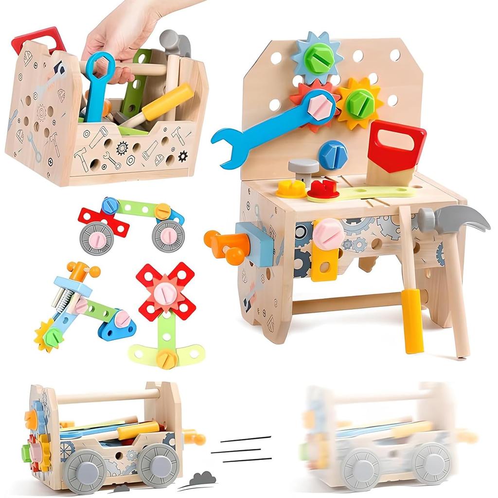 VIXA Building Montessori Wooden Building Toy for Boys and Educational Toy for 6 Years Birthday Elementary School Christmas Gift 4-in-1 Toy, Girls, 3,