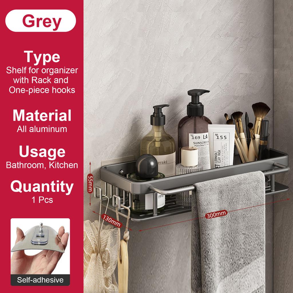 Bathroom Shelf No Drill Wall Mounted Shampoo Bottle Shower Corner Rack Toilet Storage Rack Aluminum Bathroom Kitchen Accessories