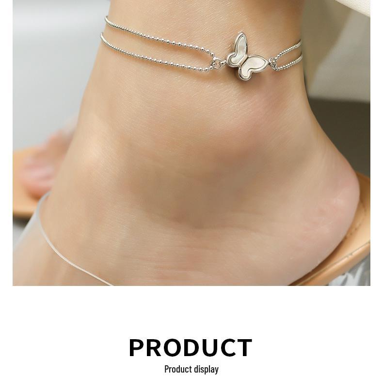 18K Gold-Plated Stainless Steel Butterfly Anklet for Women