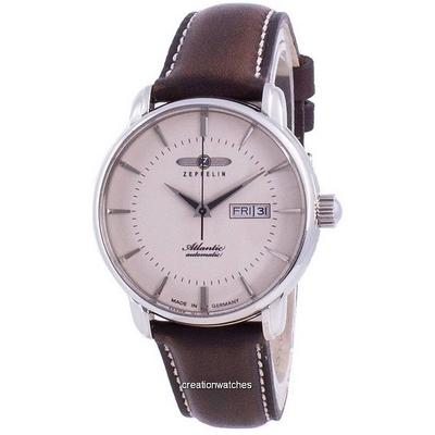 Atlantic Beige Dial Leather Strap Automatic 8466-5 84665 Men's Watch