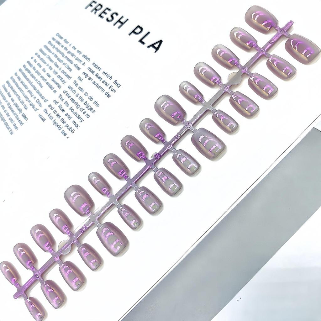 Aurora Cat-Eye Gradient Blush Electroplated Nail Tips