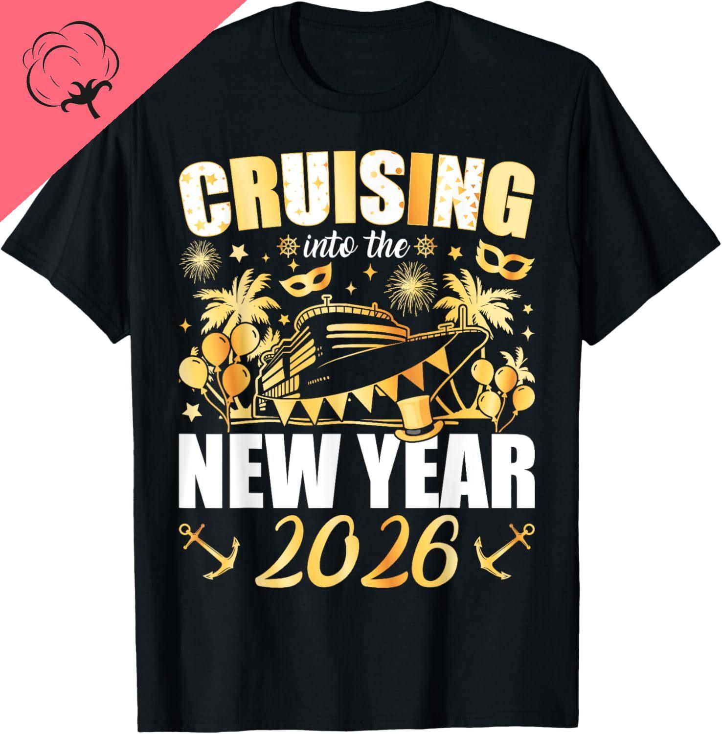 

New 2026 New Year Eve Party Family Festival Theme TShirt for MenWomen Short Sleeve Round Neck Loose Top S