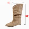 Fashion Designer New Shoes Women  Spring Knee High Boots Black White Tall Boots Woman Pleated Low Heel Casual Leather Female Long Shoes