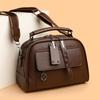 Bolsa Transversal Feminina de Couro Texturizado com Alça de Mão Design com Múltiplos Bolsos Bolsa de Ombro Casual