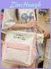 Cute Cat Pattern Crossbody Bag For Students With Embroidery And Zipper Closure