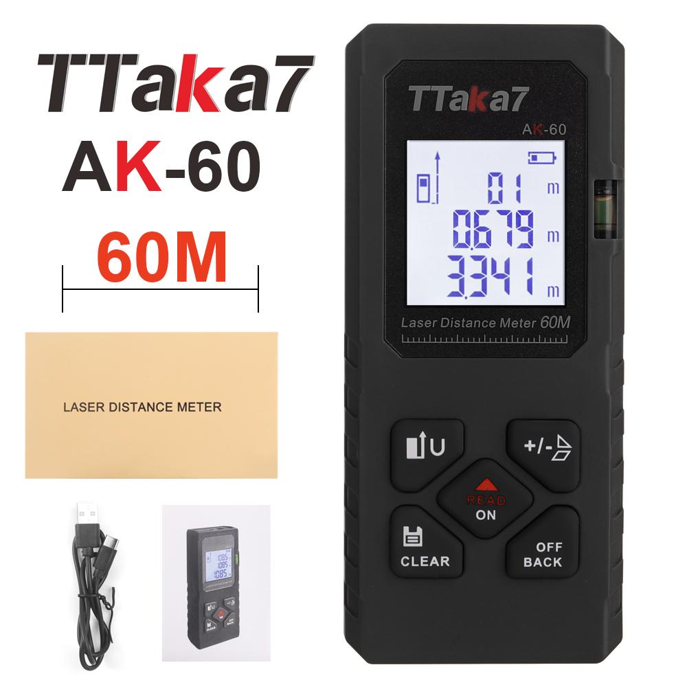 40M/60M Mini Smart Laser Distance Meter Measure Infrared Rangefinder USB Rechargeable Portable Handheld Laser Range Finder Tools