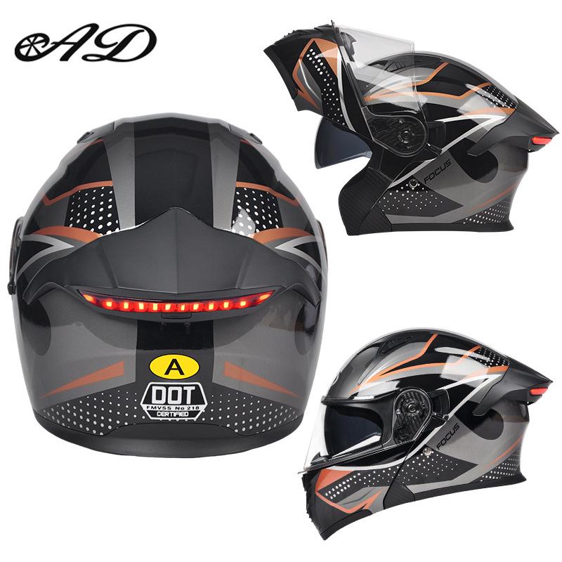 DOT Certified Unisex Flip-up Motorcycle Helmet: Stylish, All-Season Safety Taillight Design
