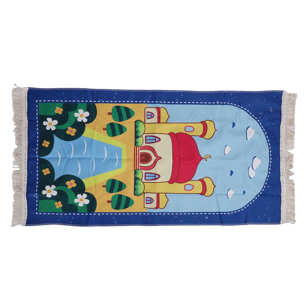 Kids Pray Rug Thick Mat Soft for Women Men Children Meditation with Tassel Pray Beads Pendant Storage Cylinder