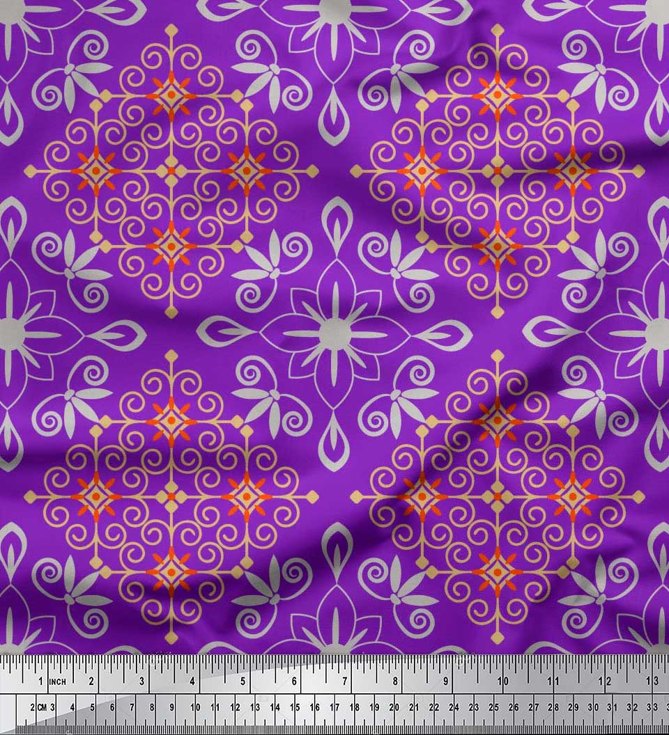 

Тканина Soimoi Японія Креп-сатин Філігранна дамаська тканина Принти на метр 42 дюйма 42 Inch Wide - Poly Crepe Фіолетовий