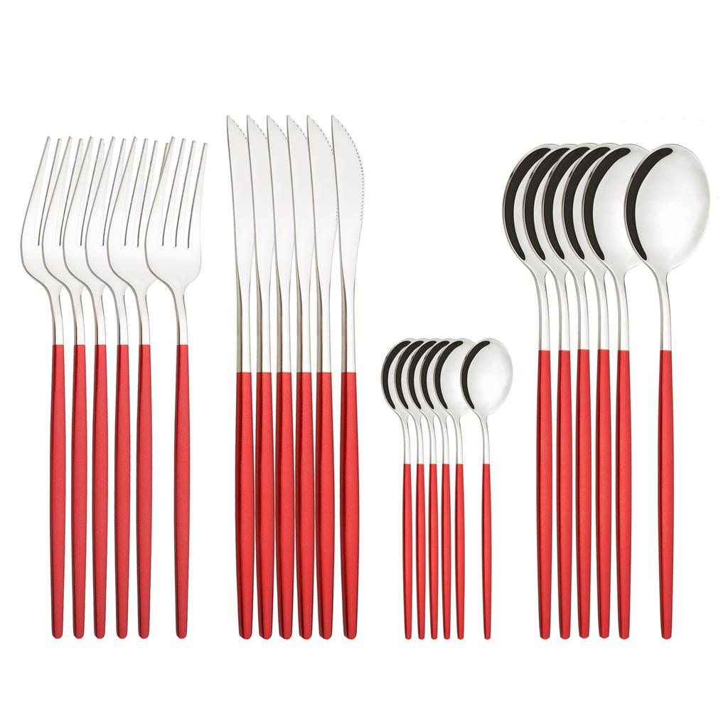 24Pcs Shiny Silver Tableware Stainless Steel Cutlery Set Forks Knives Spoons Kitchen Dinner Set Family Dinnerware Set Service for 6
