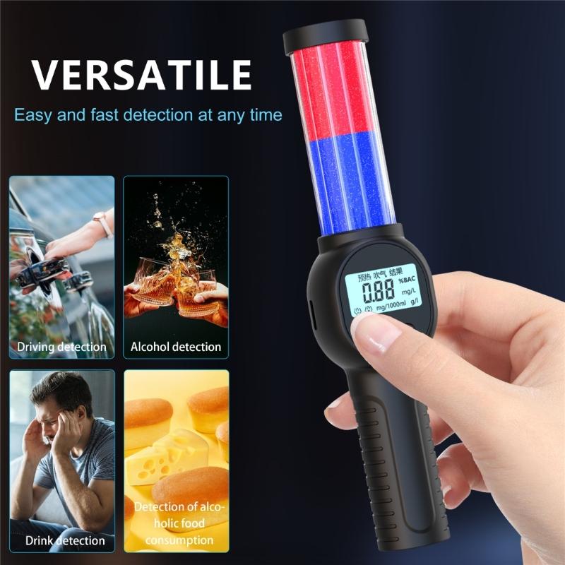 Digital Breathalyzer Tester with Large Screen Flashlight Meter Portable Quick Response Testing Meter