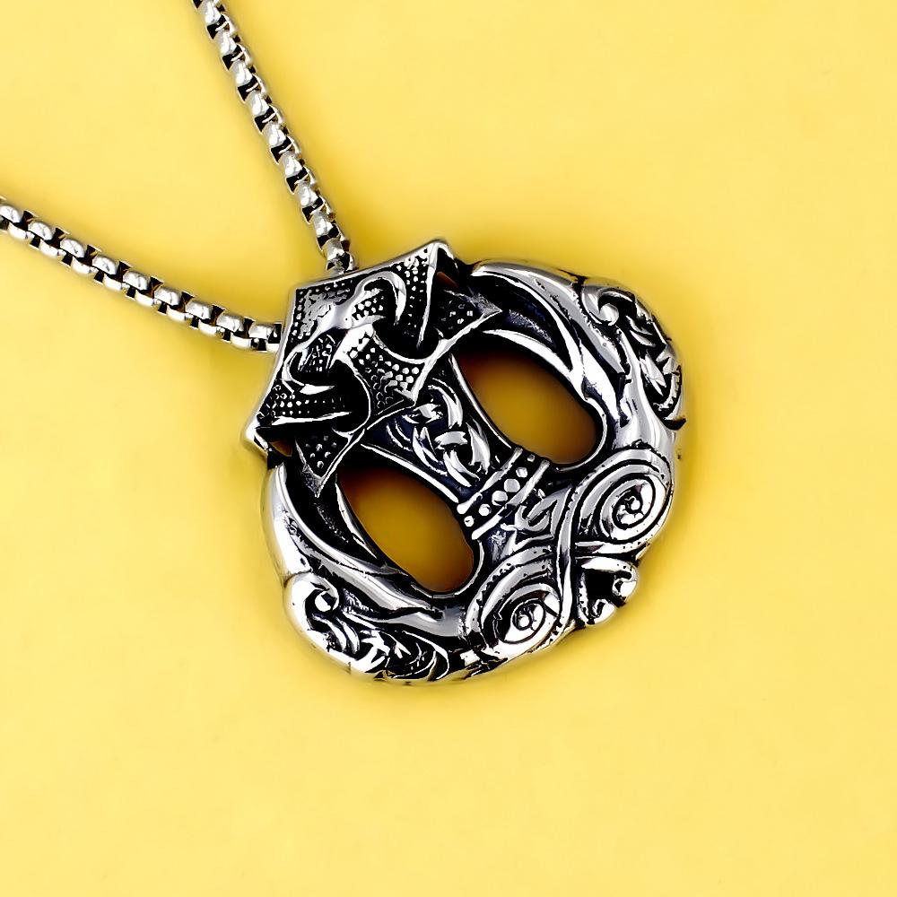 Antique Titanium Steel Viking Cross Necklace For Men Fade Resistant Pendant Jewelry