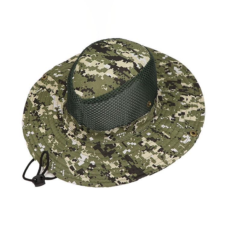 Men's Sunscreen Visor Cap Mesh Breathable Digital Camouflage Bucket Hat Outdoor Foldable Big Eaves Mountaineering Fishing Hat