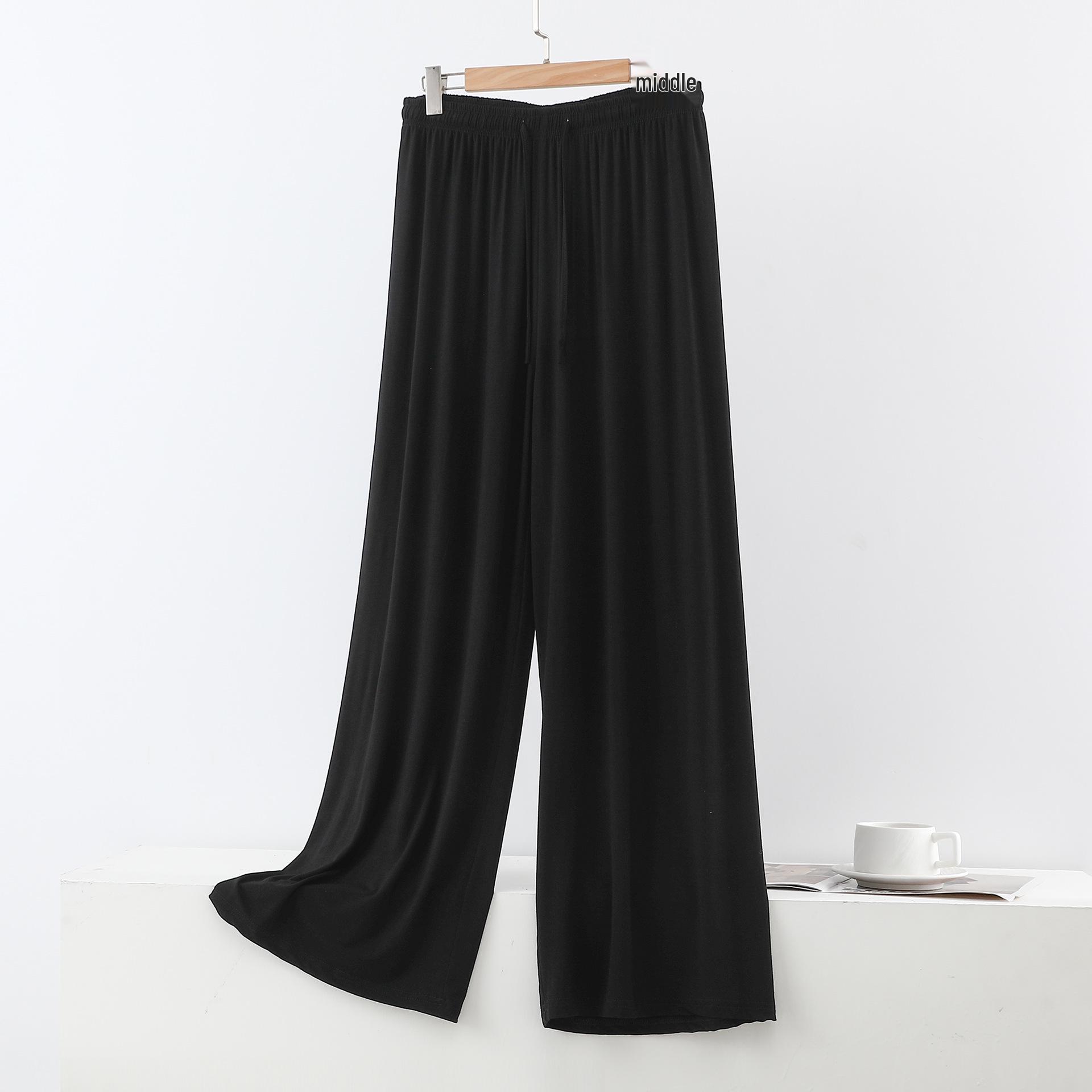 Damen Plus Size Hohe Taille Modal Weites Bein Sommerhose 4XL schwarz