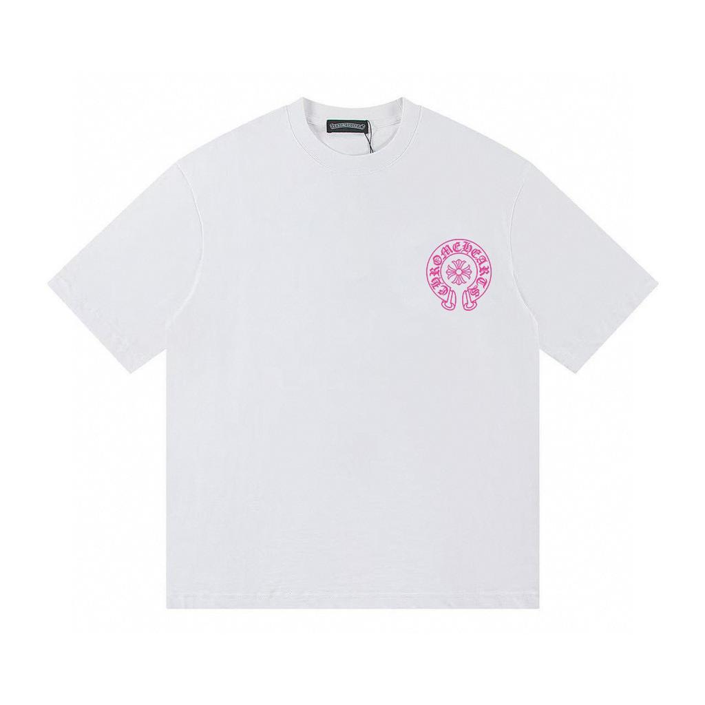 T06 CHROME HEARTS Sommer Neu Hohe Qualität Baumwolle Rundhals Locker Große Größe Herren und Damen T-Shirt Partner T-Shirt