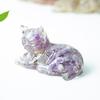 Resin Encrusted Natural Crystal Chips Resin Cat Figurine Home Decor Gift For Friends