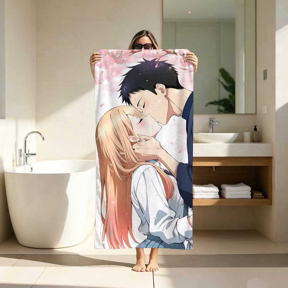 Youth Romance Anime M-My Dress Up Darling Towel Microfiber soft Beach Towel for Travel Fitness Sauna Bathing Camping