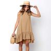 2019 Summer Round Neck Sleeveless Polka Dot Ruffle Dress