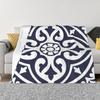 Hamptons Blue And White Moroccan Talavera Tile Custom Home Decor An Ultra-Soft Micro Fleece Blanket