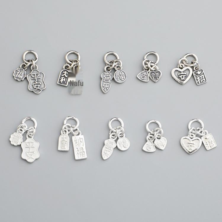 S925 Sterling Silver Peace & Good Luck Pendant for DIY Bracelet & Necklace