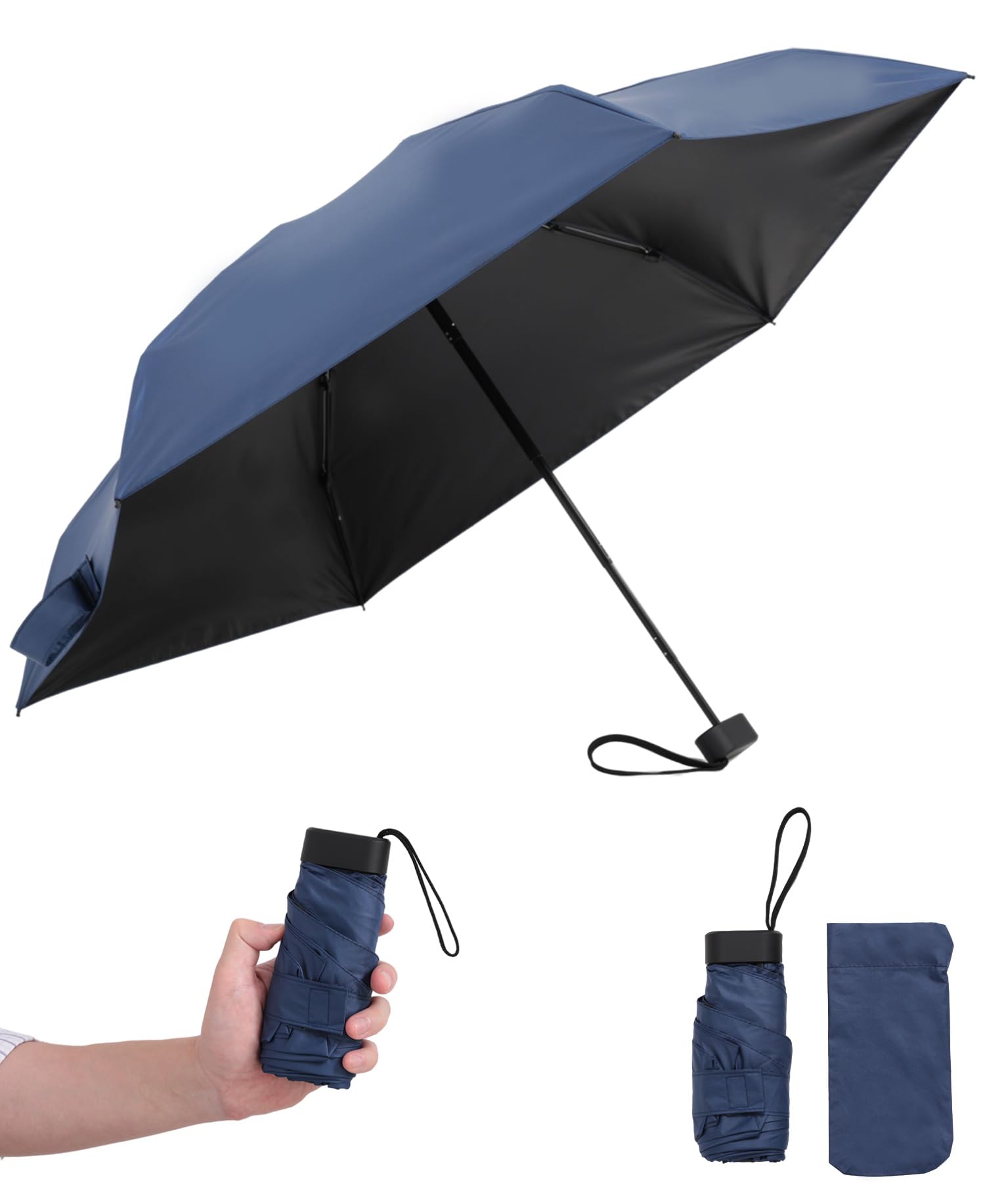 

Зонт от солнца и УФ-лучей Полный свет Жара Тепловой удар Складной для мужчин и Темно-синий [Поддержка бизнеса] Компактный, размером со смартфон Дождь, 100% защита,