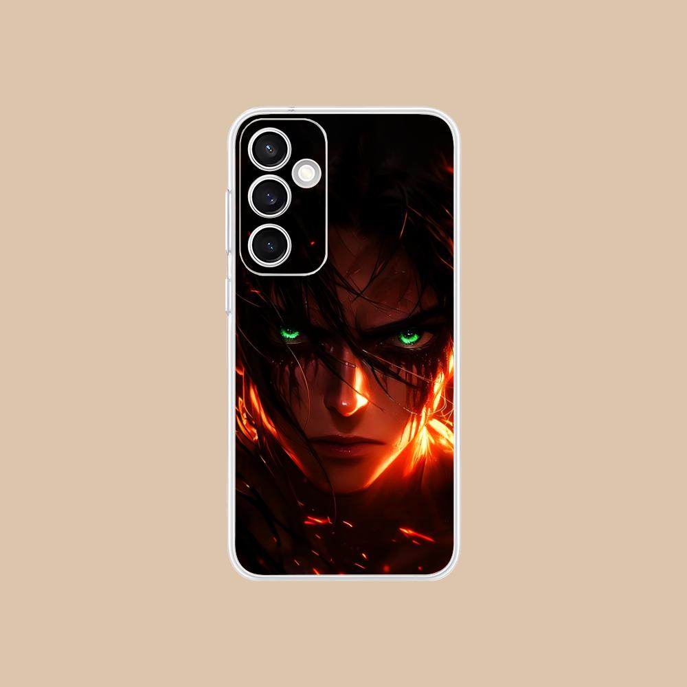 AOT Eren Yeager Clear Mobile Phone Case for Samsung Galaxy S25 S24 S23 S22 S21Plus FE Ultra Colorful Cover