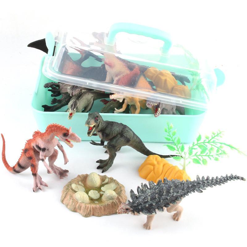 Neues tragbares Jurassic Dinosaurier-Set mit praktischer Aufbewahrungsbox und realistischer Baummatte