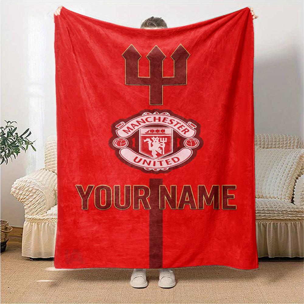 Manchester Personalized Text Blanket Cozy Personalized Blanket Comfortable Throw For Home Decor Sofa Couch Bed Four Seasons Universal