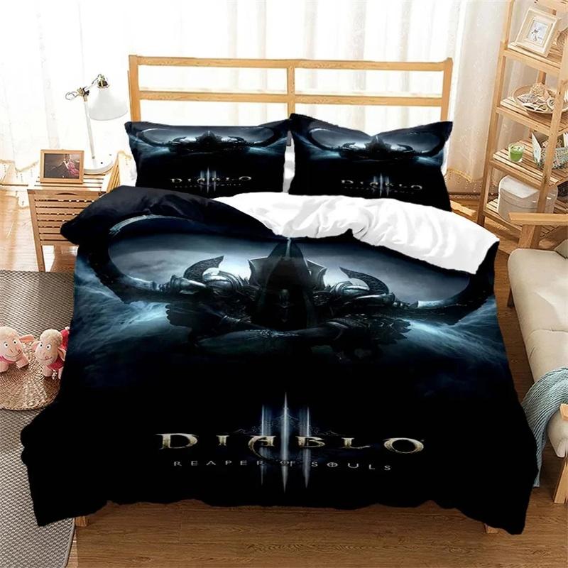 3D Print Game Diablo Bedding Set,Duvet Cover Comforter Bed Set Quilt Cover Pillowcase,King Queen Twin Size Boys Girls Adultse