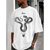 European Size Men's Y2K Snake Bone Pattern Letter Print Short Sleeve T-Shirt