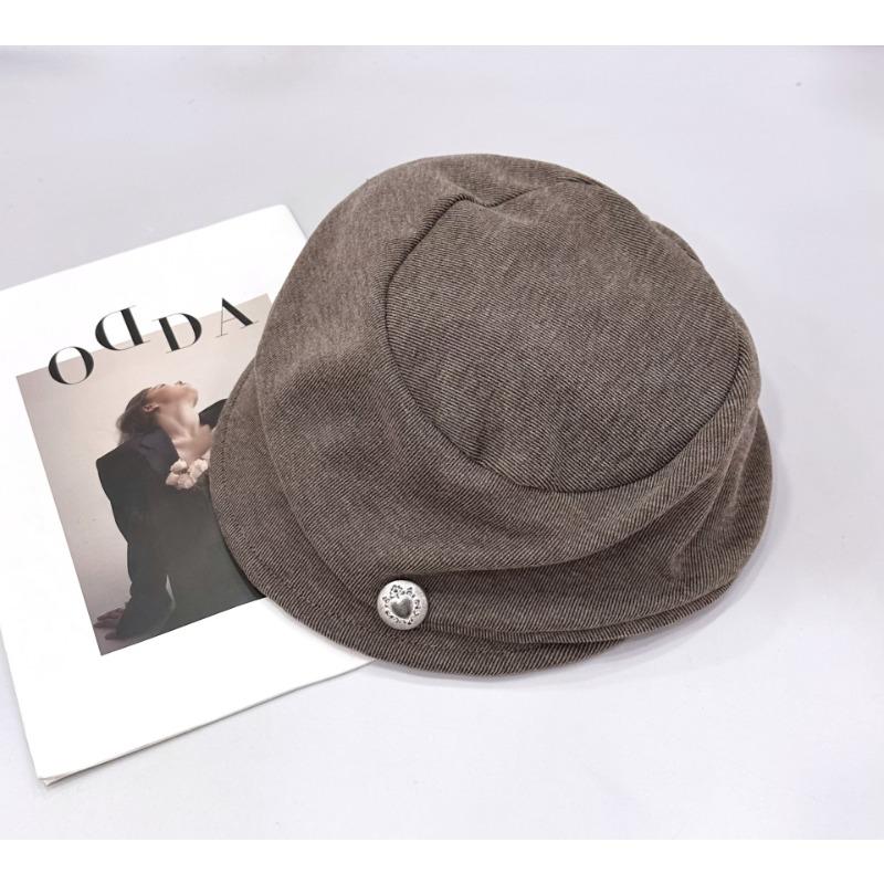 25 Early autumn new pleated silver beret female literary painter hat showing face small beret tide